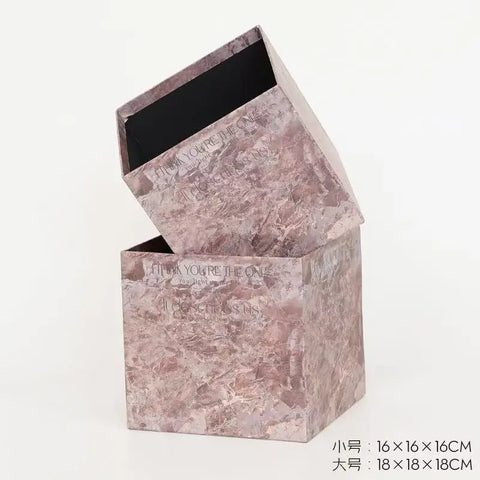 Marble Pattern Square and Round Paper Packaging Gift Set Offset Printed Rose Bouquet Plum Jam Plum-Purple Sauce Gift Boxes