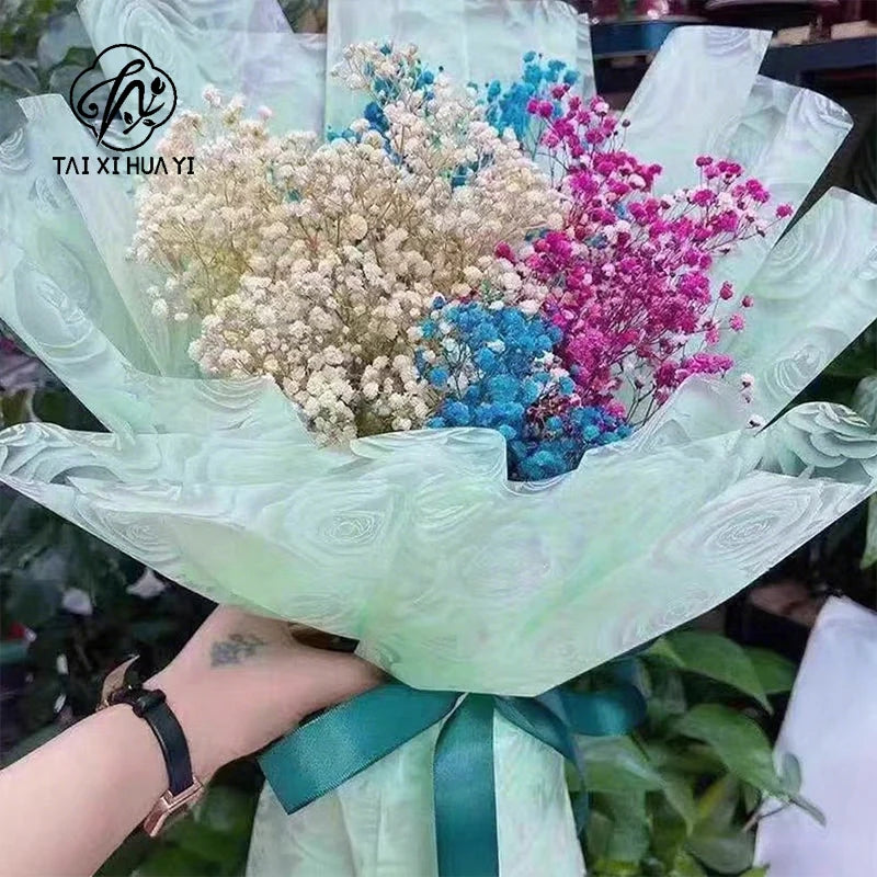 Virgin Pulp Style Rose Printed Waterproof Flower Wrapping Paper 6 Colors Paper Roll Florist Shop Material