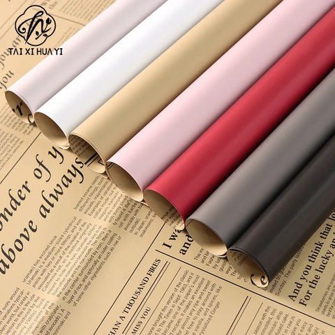 Snow White Flower Packaging Paper Single-Sided Coated OPP Waterproof Plastic with English Newspaper Design