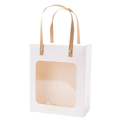 Wholesale Coated Craft Packaging Bags Transparent Window Eco-friendly Gift Bags for Valentine's Day Wedding