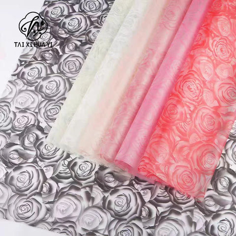 Virgin Pulp Style Rose Printed Waterproof Flower Wrapping Paper 6 Colors Paper Roll Florist Shop Material