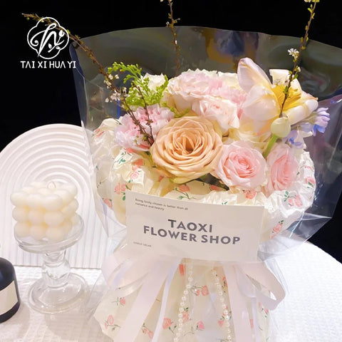 Elegant Rose Print Art Paper Floral Arrangement Supplies for Flower Shop Bouquet Packaging and Gift Wrapping