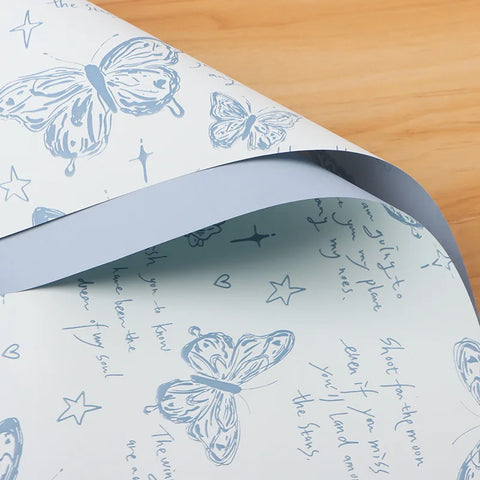 Waterproof Retro Butterfly Floral Arrangement New Single-Sided Coated Plastic BOPP Flower Packaging Paper Material