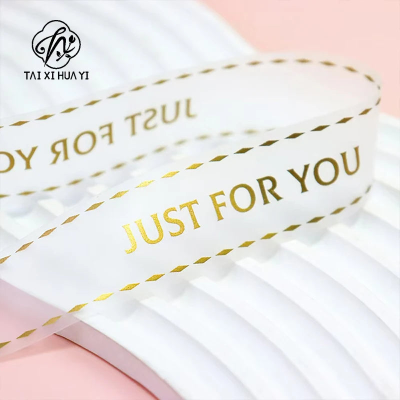 Polyester Matte Clear Printed Grosgrain Satin Ribbon Transparent Bouquet Wrapping Wedding Christmas