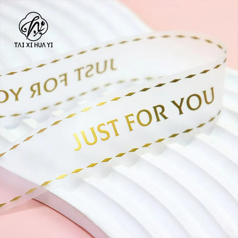 Polyester Matte Clear Printed Grosgrain Satin Ribbon Transparent Bouquet Wrapping Wedding Christmas