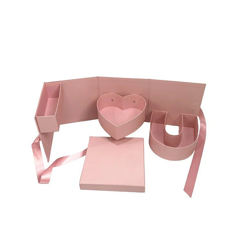 Rotating Square Rigid Gift Box Sponge Flower Packaging Valentine's Day Qixi Wedding Birthday Recycled Materials Coated Paper