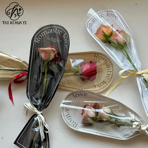 20-Pack Clear Plastic Rose Flower Bouquet Bags PE Coating for Floral Arrangements Mother's Day Gifts Florist Packaging Supplies