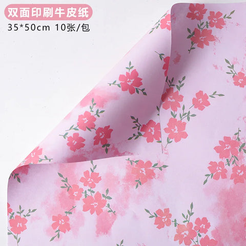Internet Famous Art Paper Flower Bundle Packaging Single-Sided Coated Fresh Spring Broken Flowers Paper
