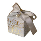 Custom Logo Gold Wedding Ribbon Favors Square Shape Recyclable Paperboard Folders for Guests