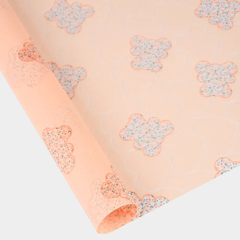 Korean Rose Flower Packaging Bear Print Soft Semi-Transparent Stretch Film for Garden Bear Cartoon Florist Supplies Gift Wrap