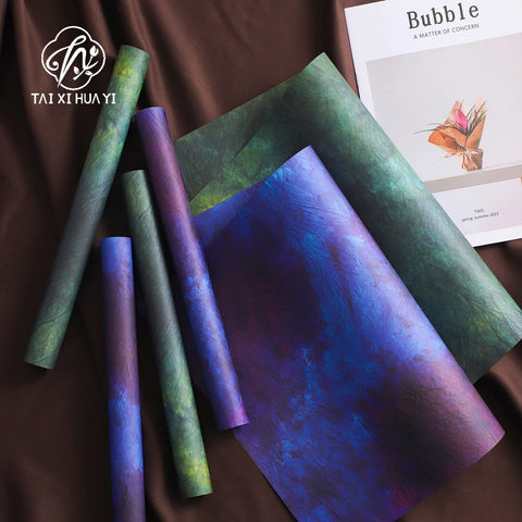 Essentials for Flower Shop Elegant Floral 50*35cm Tie-dye Art Paper Coated Bouquet Gift Wrapping Paper