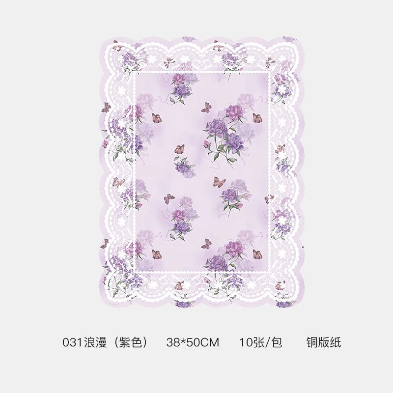 Romantic Floral Art Bouquet Wrapping Paper 38*50cm Recyclable PE Coating for Valentine's Day Eco-Friendly Flower Shop Supplies