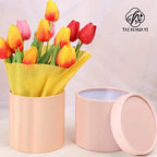 Very Popular Modern Luxury Hug Bucket Small Pure White Pink Recyclable Handmade Vanishing Cardboard Cylinder Flower Box for