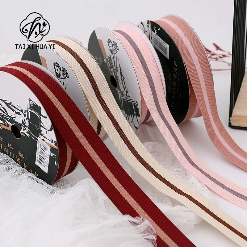 Two-color Woven Ribbon DIY Gift Packaging Ribbon with Fresh Flower for Birthday Halloween Wedding Christmas Main image