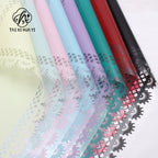 Glass Paper with Petal Lace Design Transparent Plastic Waterproof Flower Paper Single Side Coating Flower Wrapping Paper