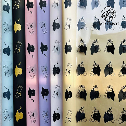 Waterproof Bow Book Roll Flower Wrapping Paper for Graduation Season Coated Material