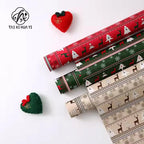 Christmas Floral Unique Gift Wrapping Paper Waterproof Reindeer Red Green Flower Patterns Single Side Coating