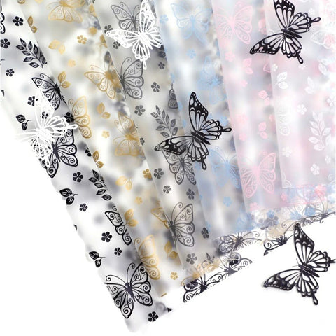 Butterfly Printed Flower Wrapping Paper PE Coated Art Paper Waterproof 57*57cm Custom Birthday Wedding Gift Wrapping