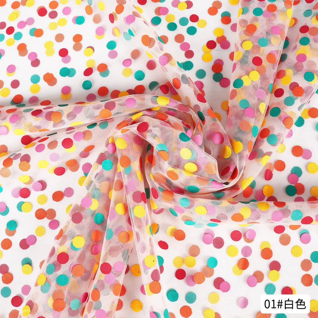Net Red 50CM*1.5M Flower Packaging Paper Colorful Dots Florist Bouquet Gift Wrapping Mesh Roll Popular for Bouquet Flower