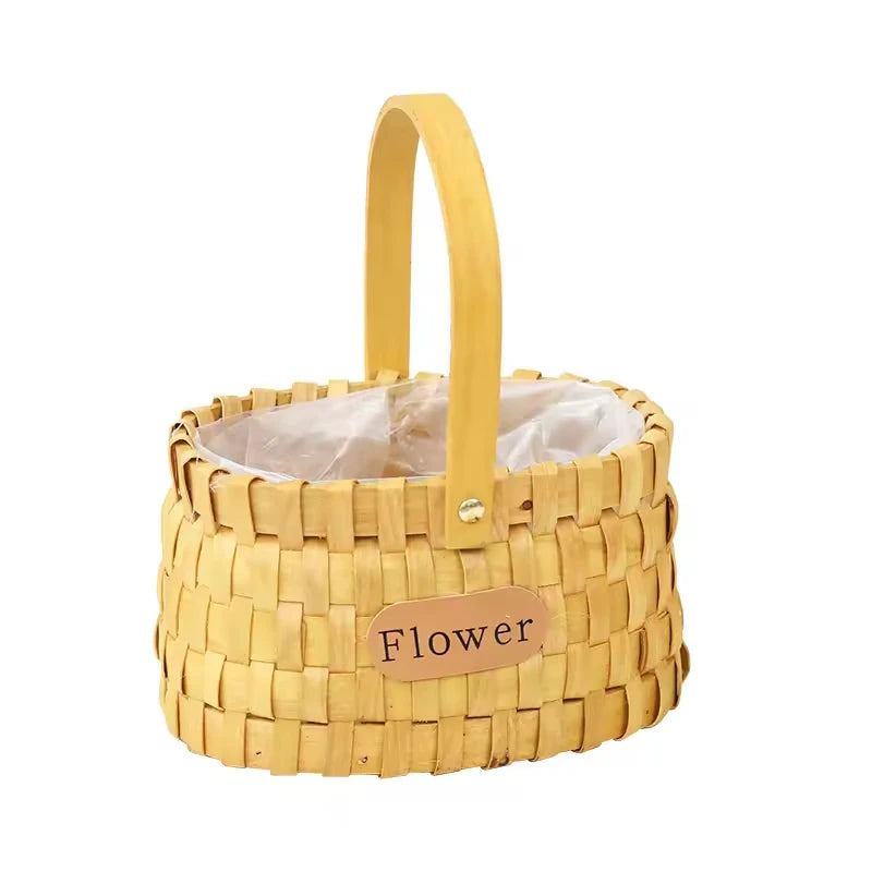 Handmade Wicker Basket Home Storage Fashionable Hanging Eco-friendly Rattan Woven Flower Basket Main image