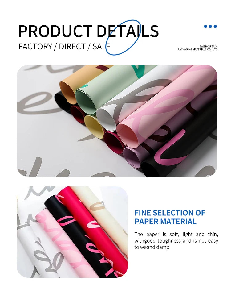 Yuyin Handmade DIY Floral Art Big Love Paper Flower Packaging Materials for Flower Shop Single Side Coated Ouya Paper