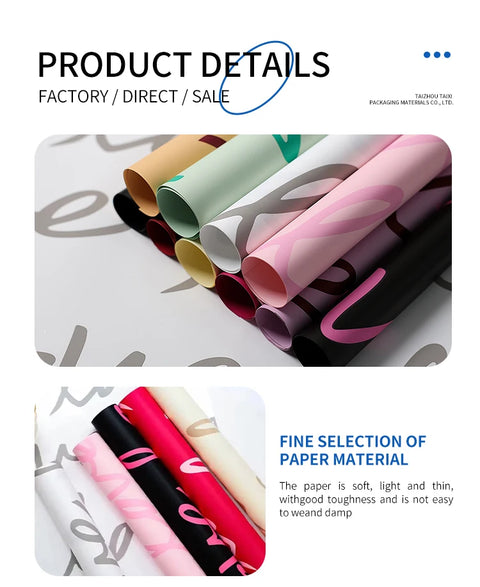 Yuyin Handmade DIY Floral Art Big Love Paper Flower Packaging Materials for Flower Shop Single Side Coated Ouya Paper