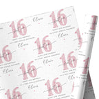 Wholesale Personalized Baby Girl 1st Birthday Wrapping Paper, Custom Print Pink Floral Gift Wrap Sheet for First Birthday Party
