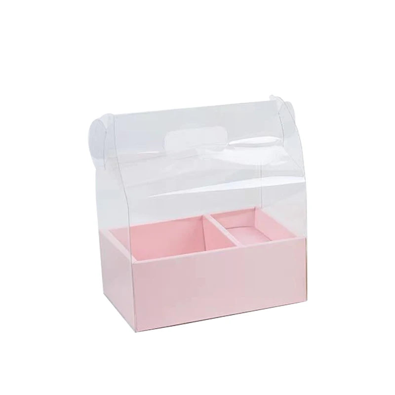 Portable Transparent PVC Flower Arrangement Gift Box Mini Cake Packaging for Birthday Wedding Party Decor for Art Gift Packing