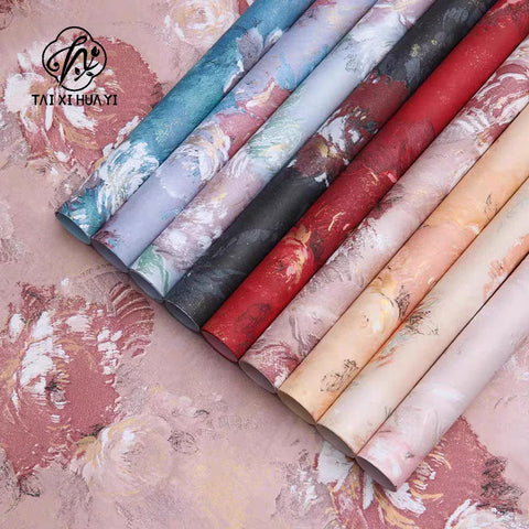 Dream Series Floral Art Paper Wrapping Oil Painting Dream Series Flower Shop Gift PE Coating Material for Flower Packaging