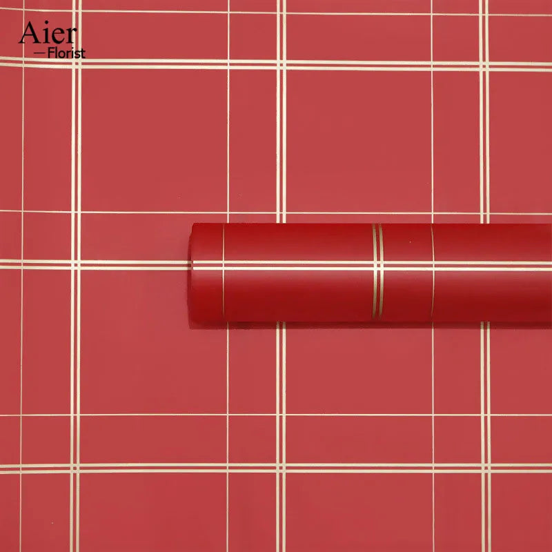 Large Grid Mesh PP Red Check Thickened Waterproof Disposable Floral Bouquet Recyclable Art Paper Wrapping Packaging