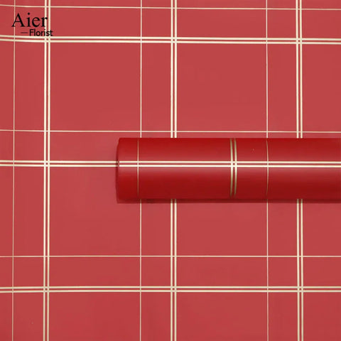 Large Grid Mesh PP Red Check Thickened Waterproof Disposable Floral Bouquet Recyclable Art Paper Wrapping Packaging