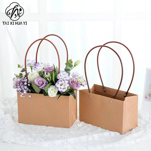 Popular Rectangular Floral Bouquet Packaging Gift Bag Flower Boxes for Bouquets Embossing Printing for Craft Paper Supplies