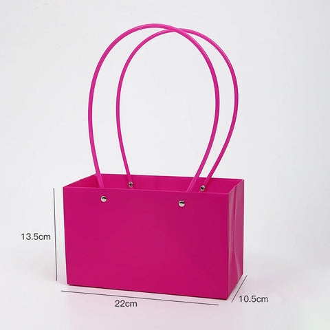 Waterproof Rectangular Flower Box Small Paper Bag with Handle Candy Color Bouquet Packaging Gift Box Tote Box for Flowers Candy