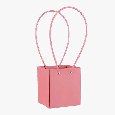 Portable Square Flower Gift Carrier Bags Art Paper Bouquet Wrapping Floral Bag for Arrangements Kraft Paper for Easy Storage