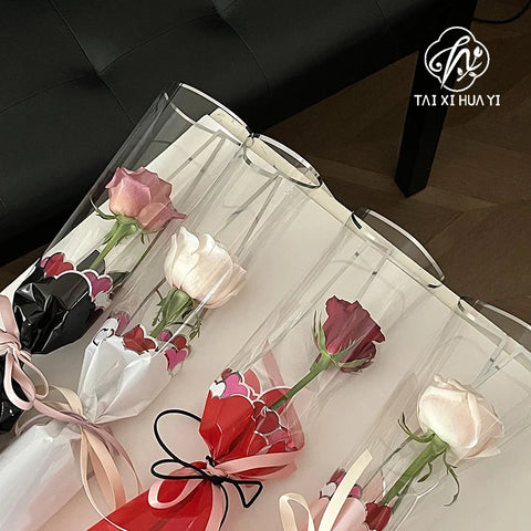 Transparent Border Crystal Paper Waterproof Coated Bouquet Wrapping Paper for Flower Arrangement