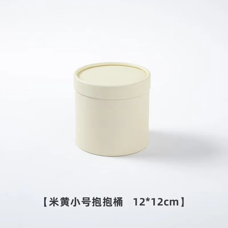 Portable and Waterproof Biodegradable Kraft Paper Flower Box Handheld Round Cylinder Packaging for Fashionable Gifts