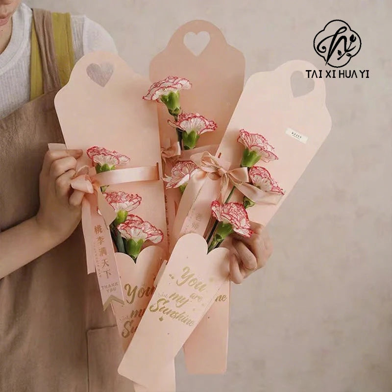 10pcs New Creative Kraft Paper Flower Box for Valentines Day Gifts and Flower Wrapping Packaging Secondary image