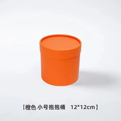 Portable and Waterproof Biodegradable Kraft Paper Flower Box Handheld Round Cylinder Packaging for Fashionable Gifts