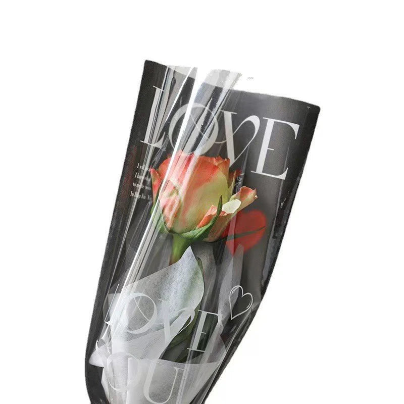Mothers Day Gift Idea Clear Kraft Paper Flower Sleeves for Single Rose Soft PP Stretch Film Wrap