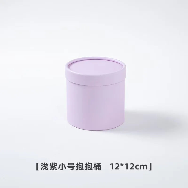 Portable and Waterproof Biodegradable Kraft Paper Flower Box Handheld Round Cylinder Packaging for Fashionable Gifts