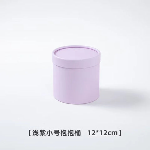 Portable and Waterproof Biodegradable Kraft Paper Flower Box Handheld Round Cylinder Packaging for Fashionable Gifts