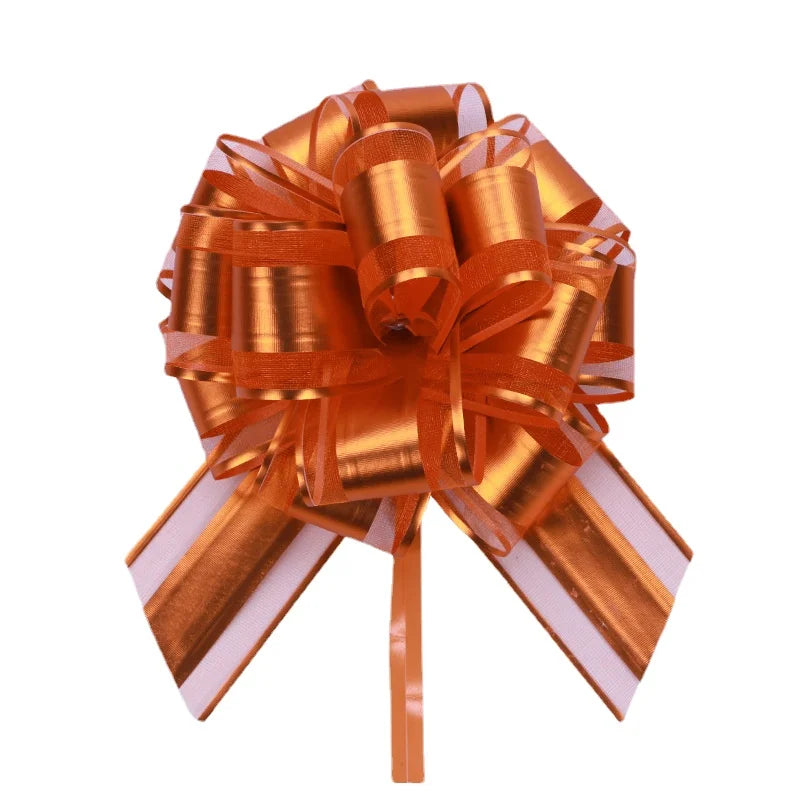 Matte Metallic Organza Pom Pom Pull Bows Floral Gift Wrapping Ribbon for Christmas Weddings Birthdays and Valentine's Day