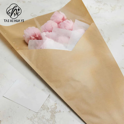 V-shaped Multi-Branch Flower Protective Film Kraft Paper Waterproof Semi-transparent Plastic for Flower Shops