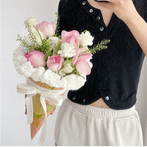 Valentine's Day DIY Ice Cream Cone Bouquet Kraft Paper Thick Cardstock Flower Packaging Handmade Floral Design Starch Coating