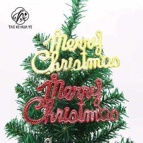 Christmas Decorations Merry Christmas Electroplating Plastic English Letter Brand Tree Set Pendant
