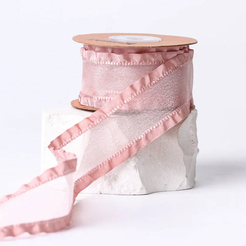 Meteorite Lime Luxury DIY Flower Satin Gift Packaging Clothing Collar Folded Skirt Edge Ribbon Accessories Christmas Wedding