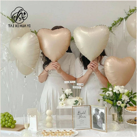 High Quality 18-Inch Star Heart Shape Foil Balloons Cream Caramel Coffee Retro Colors Gift Inflatable Decoration