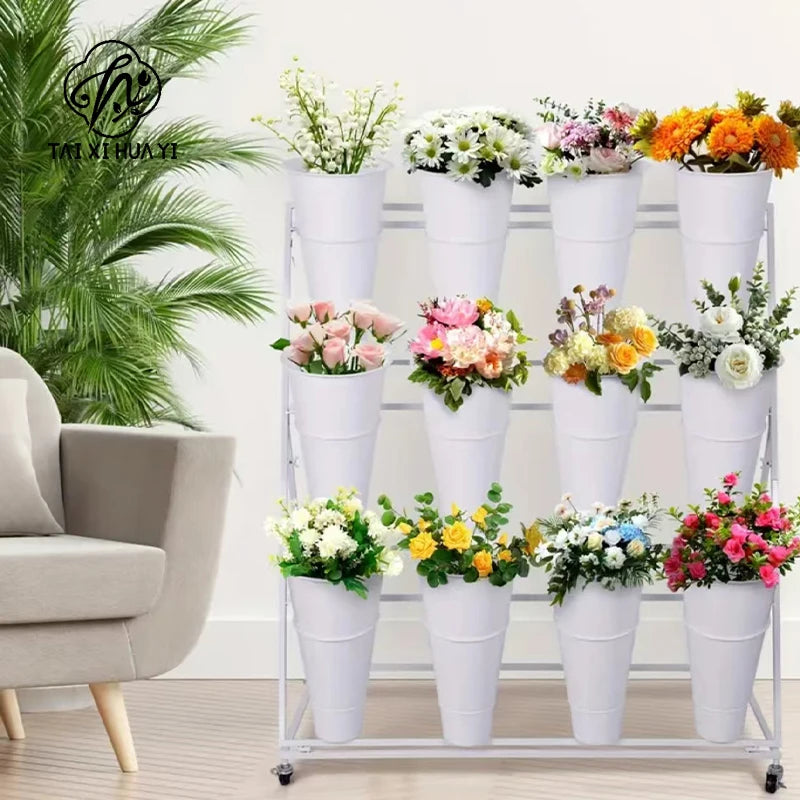 Multi-layer Durable Iron Art Flower Bucket Display Stand Home & Garden Shelf for Waking and Growing Flowers Wedding Shelf Main image