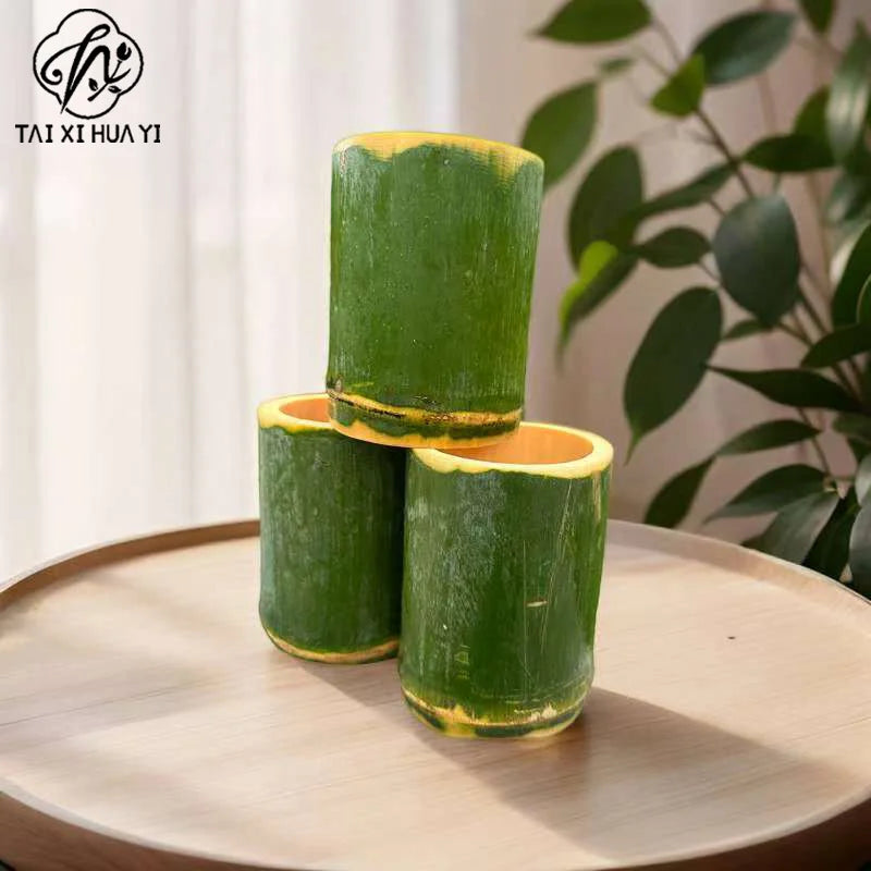 Handcrafted Bamboo Vessel Cup for Succulent Planting Candle Display Flower Insertion & Desk Organizer Gift Decor