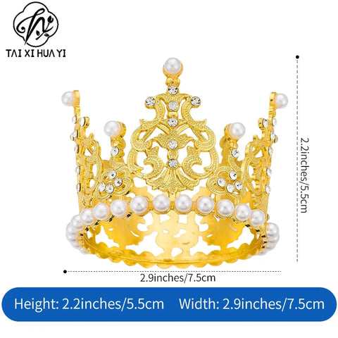 Princess Wedding & Birthday Party Supplies New Rhinestone Crown Cake Topper Children's Hair Accessories in Metal for Christmas